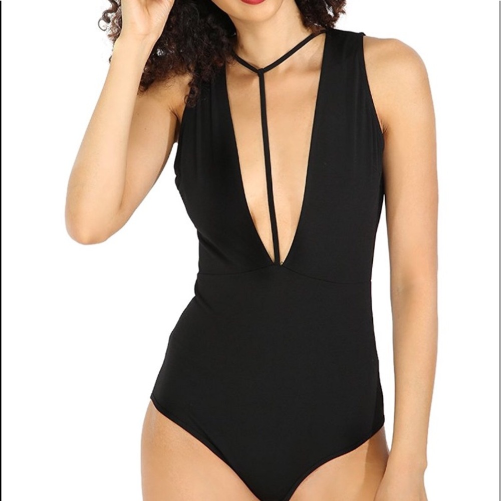 Sleeveless Sexy Deep V Neck Bodysuit